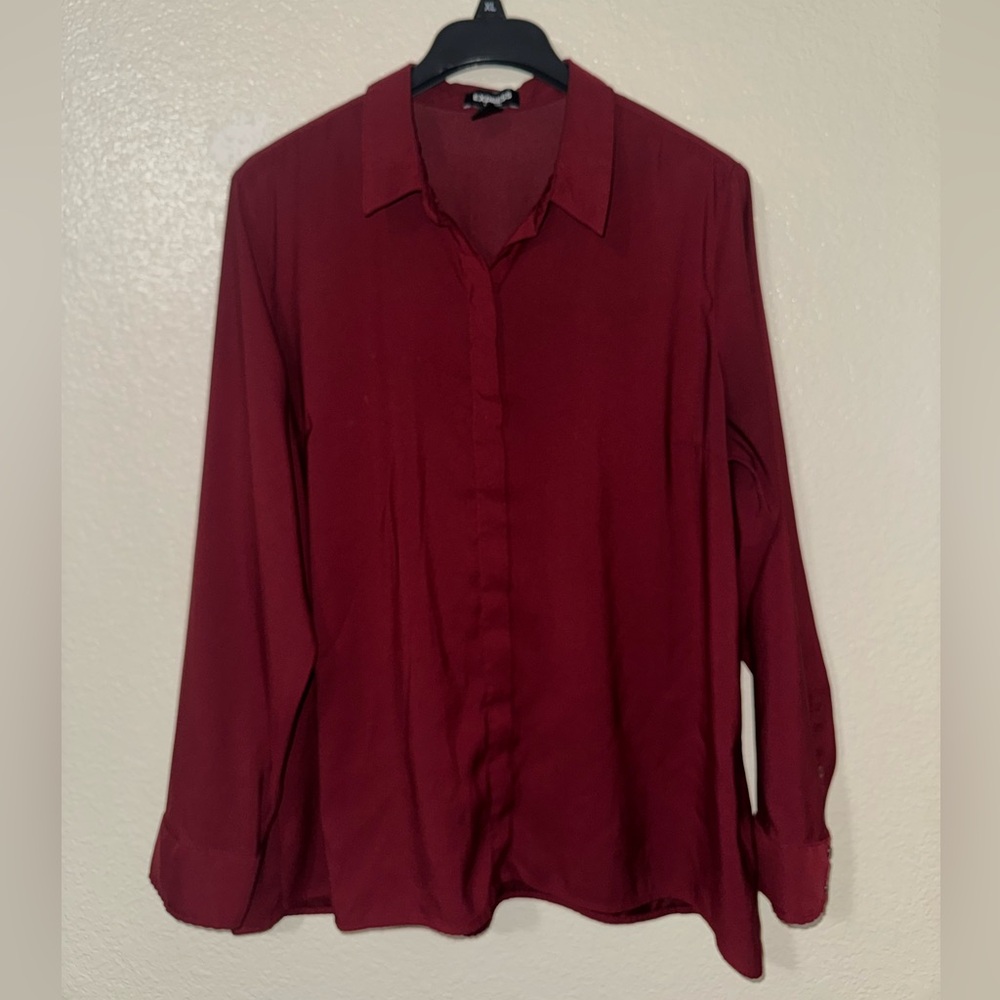 Express Deep Red Portofino button down shirt